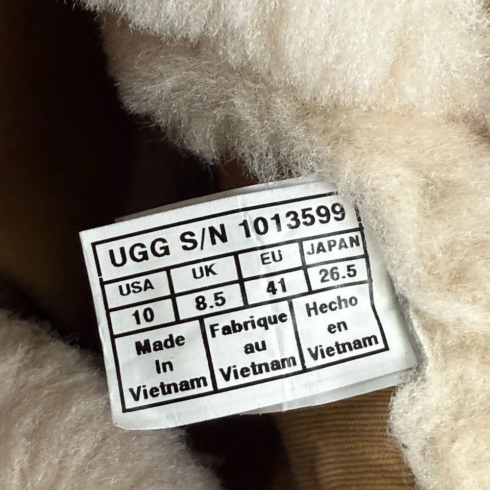 UGG Cam II Suede Sheepskin Clog Heel Ankle Booties Chestnut womens size 10